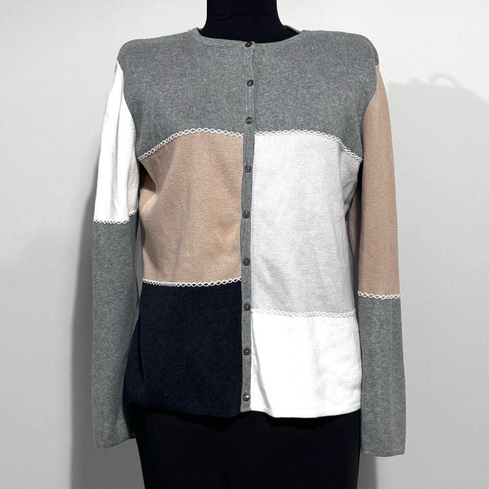 Designers Originals Colorblack Cotton Button-up Cardigan, size Medium